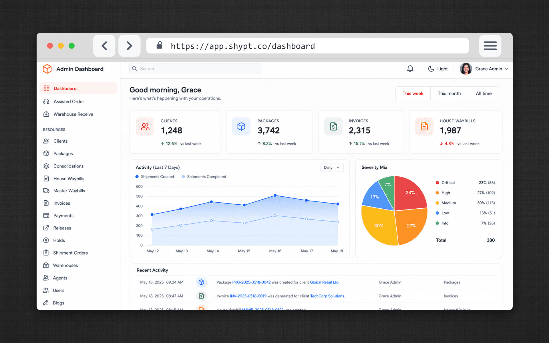 Shypt — Freight & warehouse, built by Desishub